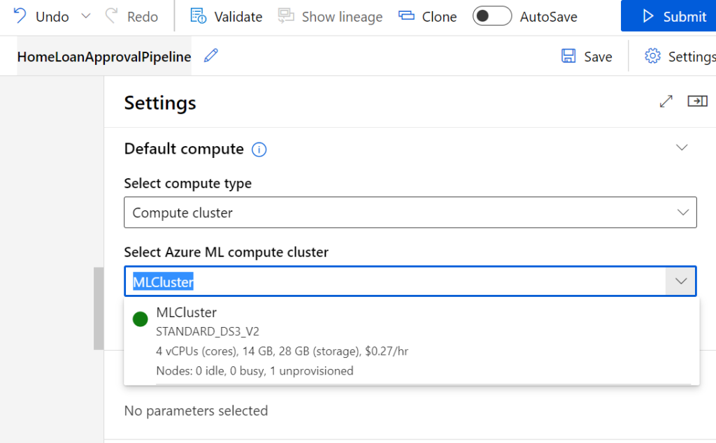 Microsoft Azure ML designer compute cluster