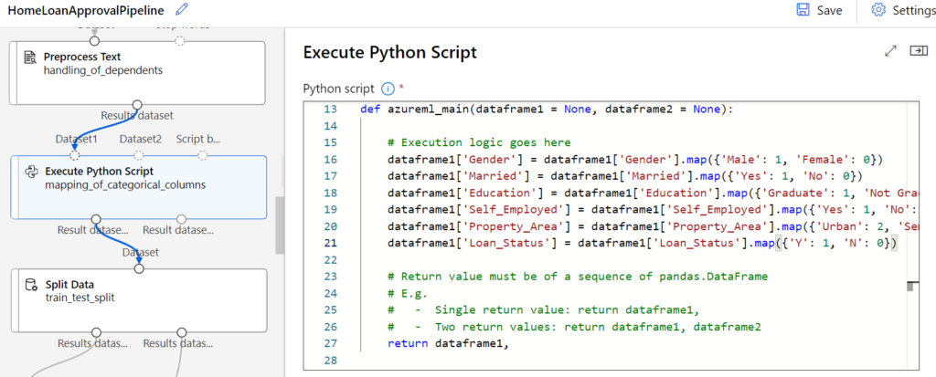 Microsoft Azure ML designer python script