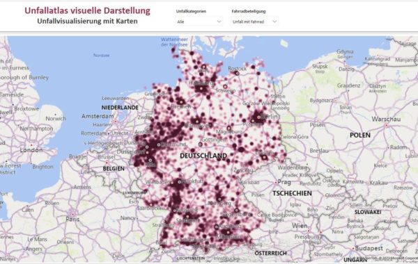 Showcase Unfallatlas Unfallübersicht auf Karte in Deutschland in Power BI