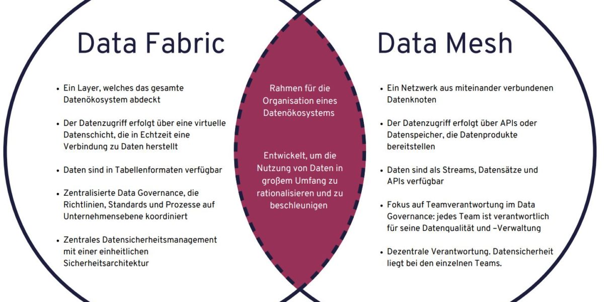 Unterschied Data Fabric Data Mesh Gemeinsamkeiten Data Analytics